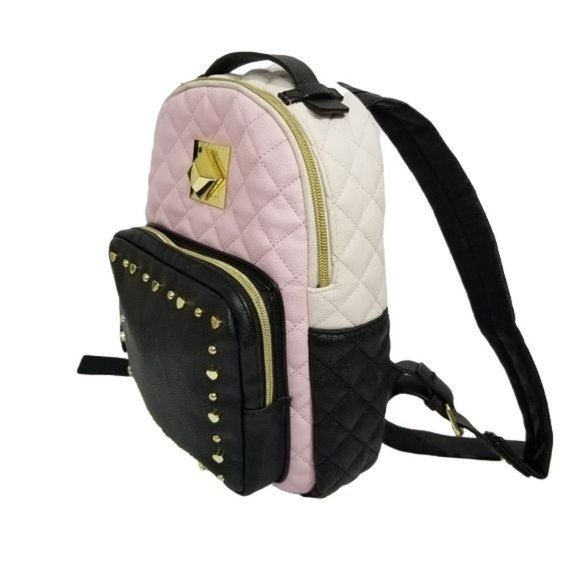 Betsey Johnson Quilted Mini Backpack in Pink and Black - Picture 2 of 9